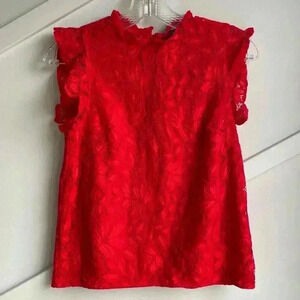 H&M Women’s Red Lace Lined Sleeveless  Blouse Size XS